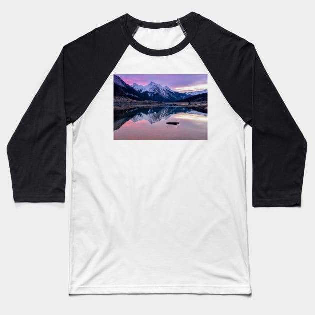 Pink Reflections of Medicine Lake Baseball T-Shirt by krepsher